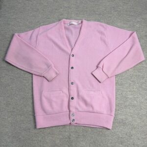 Arnold Palmer Vintage Pink Cardigan Sweater Mens Medium Orlon Acrylic USA Made